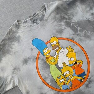 The Simpsons 20th Anniversary Tie Dye Graphic T-Shirt Men Medium Grey Mad Engine